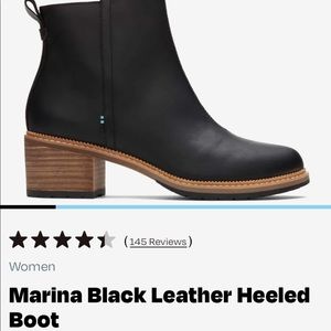 Toms Marina Black Leather Heeled Boot